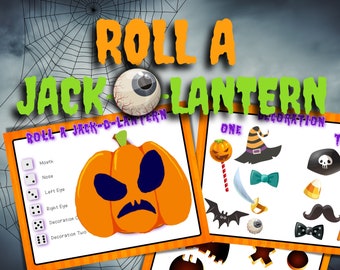 Halloween candy game for kids. Candy dice, Roll a Jack-o-lantern. Printable party fun!