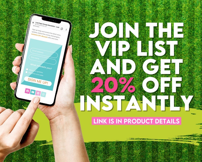 Puede incluir: Una mano sosteniendo un tel&eacute;fono inteligente con un formulario de registro para una lista VIP que ofrece un 20% de descuento. El texto en la pantalla dice "&Uacute;nete a la lista VIP y obt&eacute;n un 20% de descuento instant&aacute;neamente. El enlace est&aacute; en los detalles del producto."