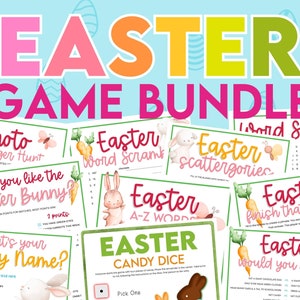 Easter Game Party Bundle. Holiday party games. Celebrate a with friends and family with our printable party games for kids, adults & groups.