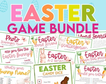 Easter Game Party Bundle. Holiday party games. Celebrate a with friends and family with our printable party games for kids, adults & groups.