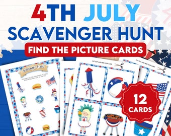 4th of July Scavenger hunt. Printable Independence Day Fun Family Activity. Screen Free Fun! Great For a Patriotic Family Get Together.