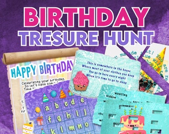 Printable Birthday Treasure Hunt for Kids | Fun Party Game with Rhyming Clues | Indoor Birthday Activity | DIY Scavenger Hunt