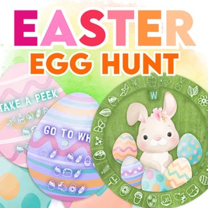 Easter Egg Hunt, Secret Code Easter Treasure Hunt Game. Kids Easter Egg Scavenger hunt. Get ready, set, go, and hunt for the Easter eggs.