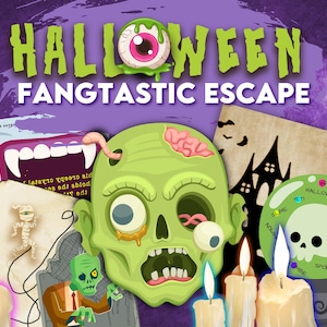 Printable Halloween Escape Room for Kids: Solve clues, crack codes, and complete the quest. Perfect for a Halloween themed party.