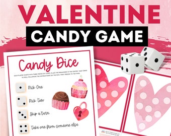 Valentine's Day Candy Game. Valentine's day party game for kids. Family Valentine's printable Indoor activity, group game or classroom fun..