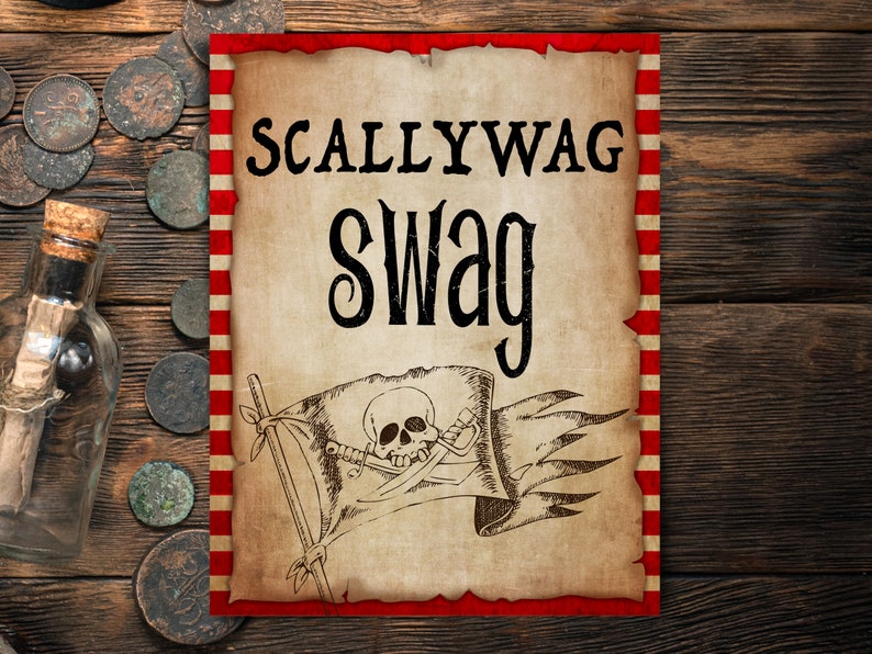 Pirate Decor, Pirate Party Signs. Printable Pirate Posters to Print at Home. Birthday Party Decor to Download, Print and Play image 4