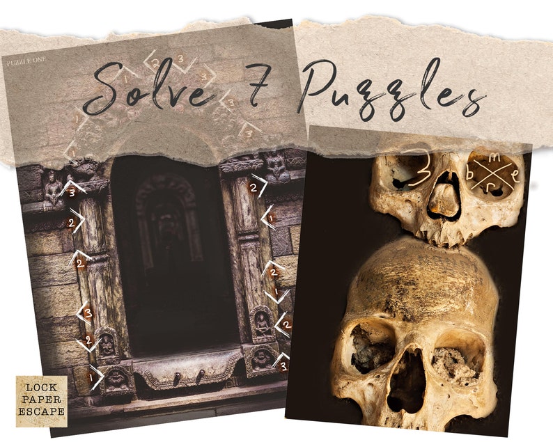 Escape room game. DIY Printable Puzzle Adventure for Adults, Teens. Escape Room Printable. Solve puzzles and escape. Cursed Crypt Escape Kit image 7