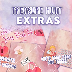 Kids Valentine's treasure hunt. Cute valentine's activity game for kids. Includes puzzles and secret codes. Find the valentines treasure. image 6