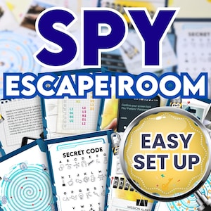 Kids Spy Escape Room, DIY Escape Room Game, Spy Party Activity, Printable Spy Mission Party Kit, Spy Escape Room Puzzles,Secret Agent Party