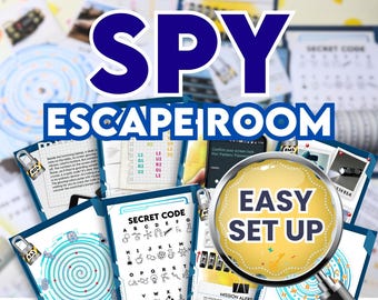 Kids Spy Escape Room, DIY Escape Room Game, Spy Party Activity, Printable Spy Mission Party Kit, Spy Escape Room Puzzles,Secret Agent Party