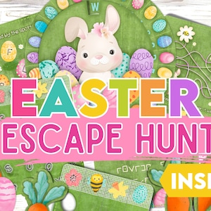 Easter Escape Room Hunt. Inside Easter Egg Hunt. Printable Easter Activity. Mini Escape Room Game Perfect For a Teenagers Easter Activity.