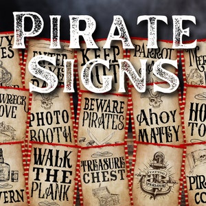 Pirate Decor, Pirate Party Signs. Printable Pirate Posters to Print at Home. Birthday Party Decor to Download, Print and Play image 1