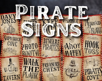 Pirate Decor, Pirate Party Signs. Printable Pirate Posters to Print at Home. Birthday Party Decor to Download, Print and Play!