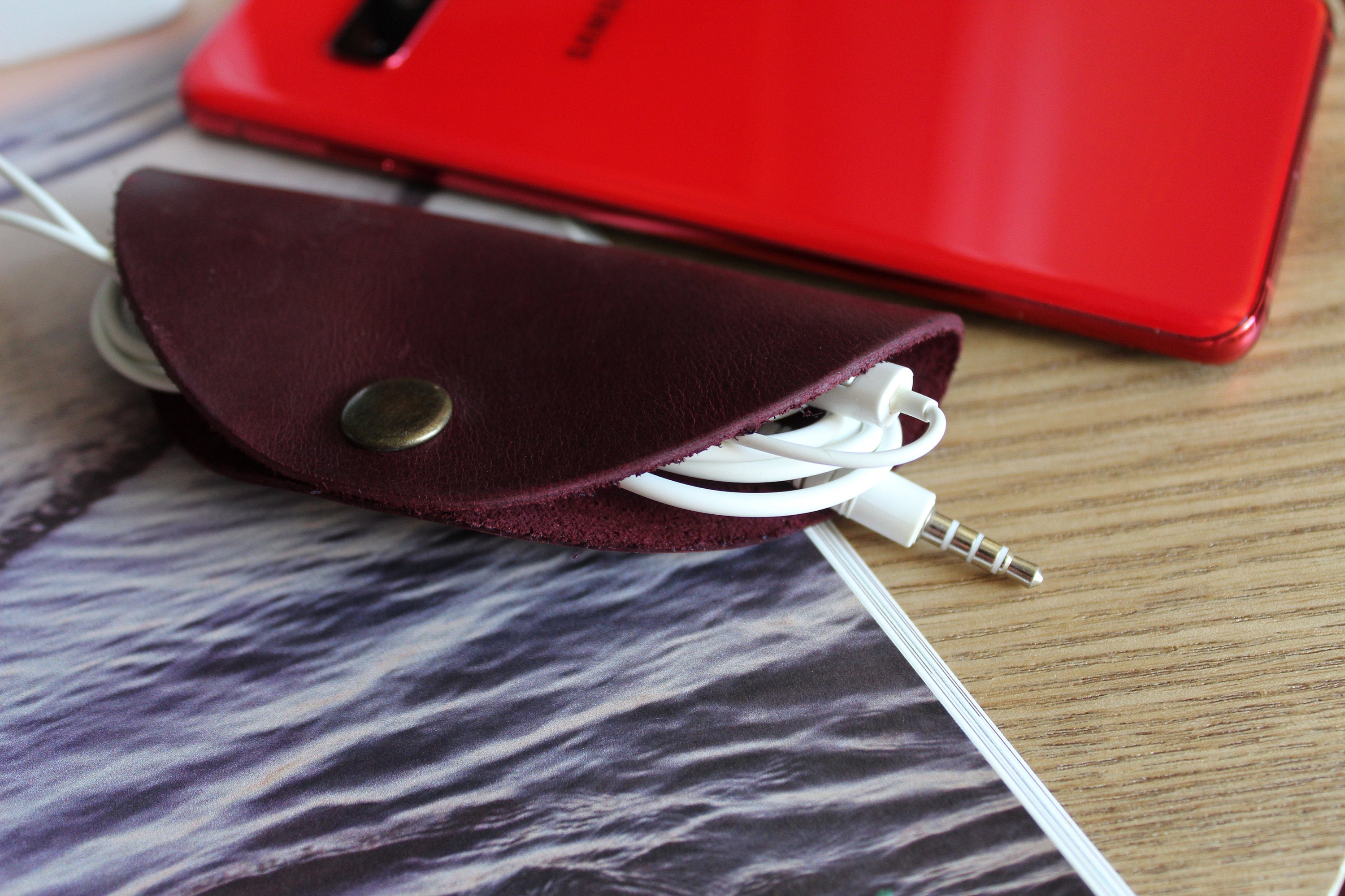 Leather Earphone Case Cord Organizer Headphones Case Earbud Etsy