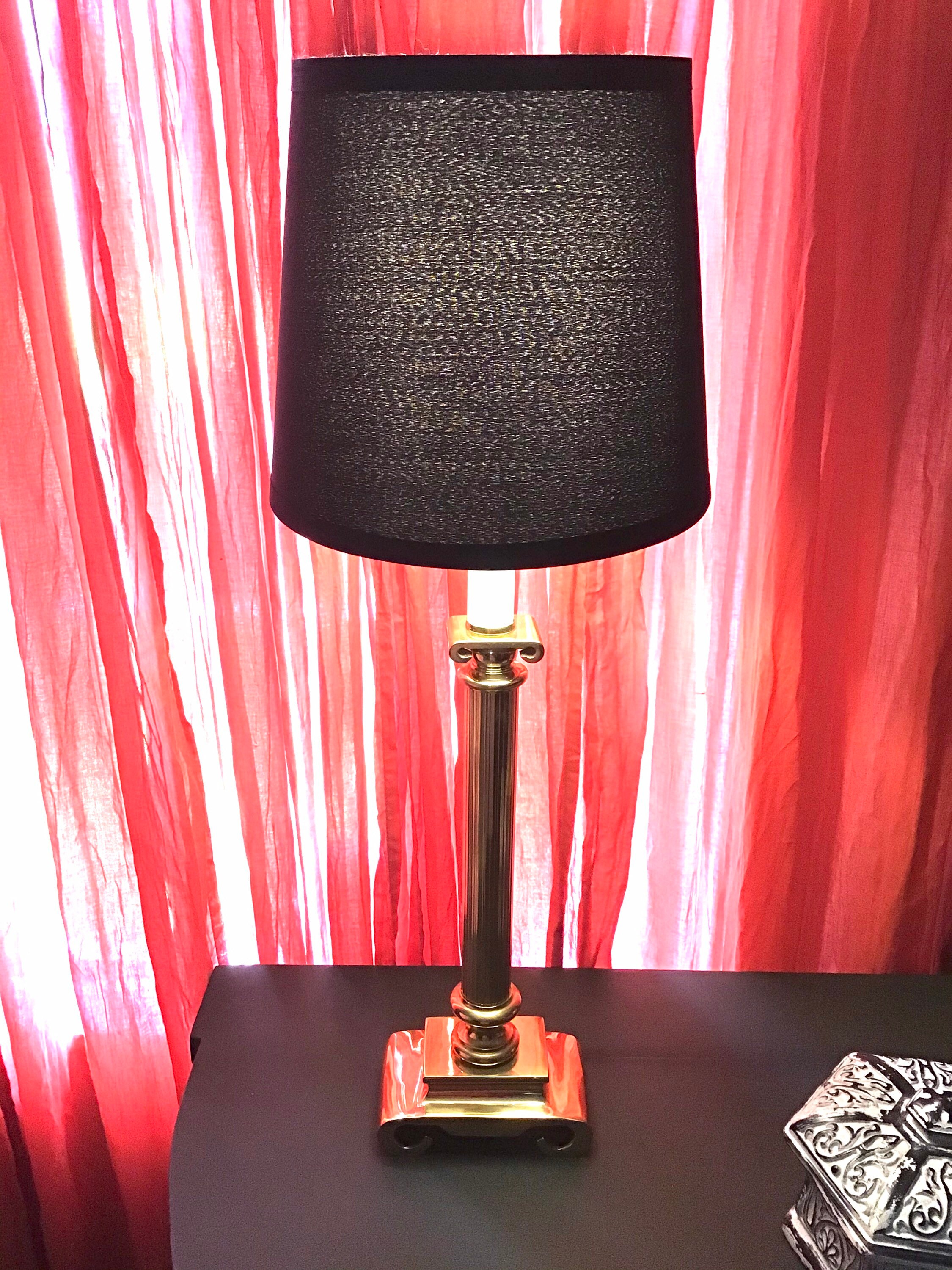 Solid Brass Candlestick Lamp with Black Shade Etsy