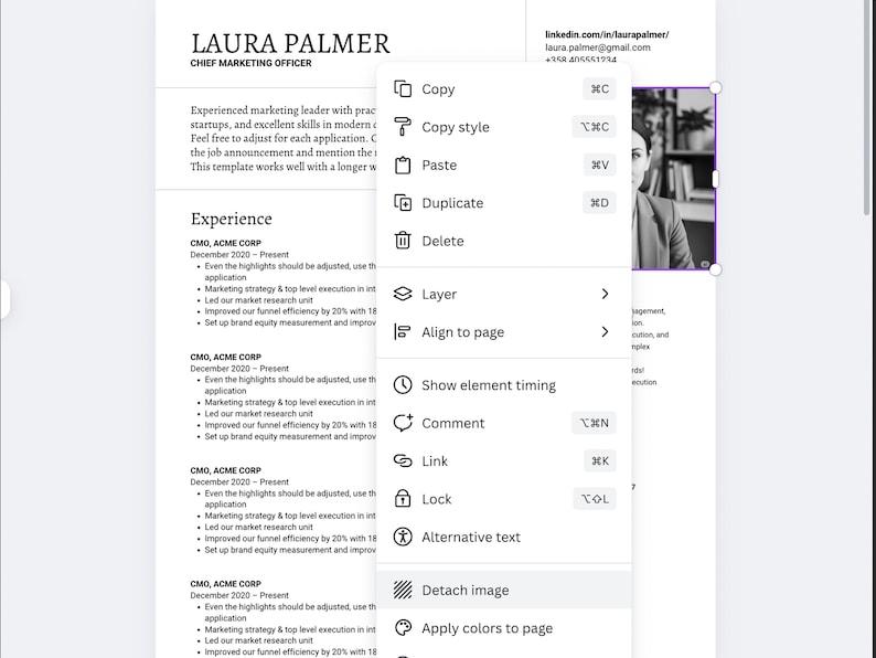 Classic Minimal Resume Template, Ats-friendly Canva CV, Professional ...
