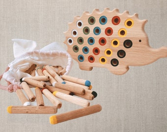 Igel aus Holz - Montessori Spielzeug - Weihnachtsgeschenke für Kinder - Sinnesspielzeug für Kleinkinder - Feinmotorik - Lernspielzeug aus Holz