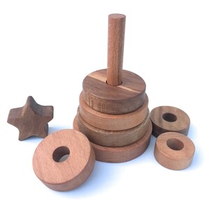 Wooden Stacking Ring Toy Educational Montessori Toy Pyramid Wood ...