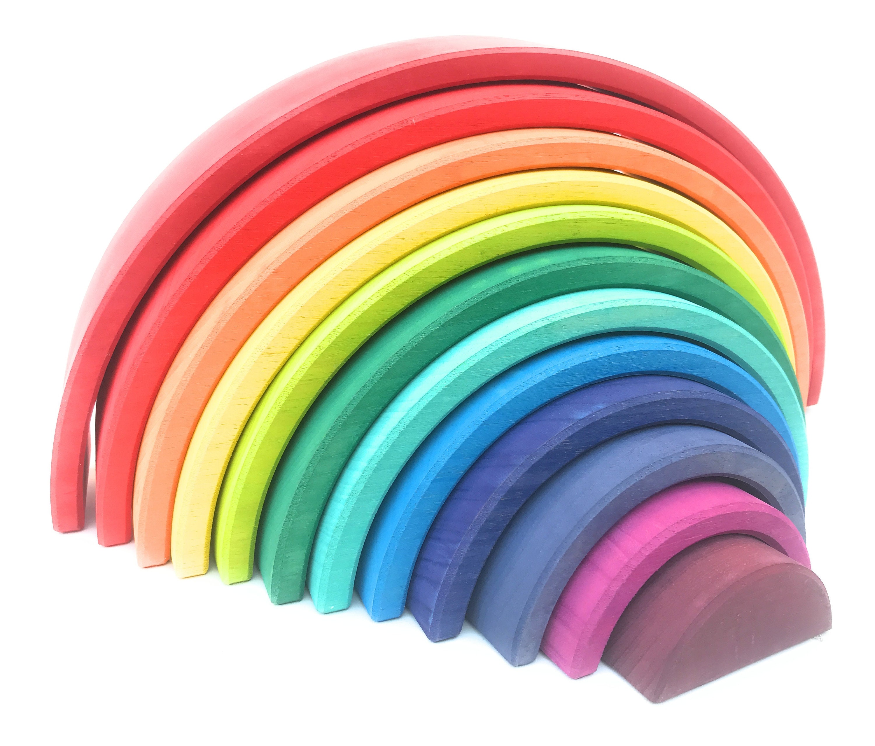 Rainbow Stacker Large Wooden Rainbow Stackable Rainbow Etsy