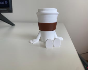 Cute Coffee Cup Desk Decor with Articulated Legs  Fun 3D Printed PLA Figurine | Quirky Gift for Coffee Lovers & Office Decor