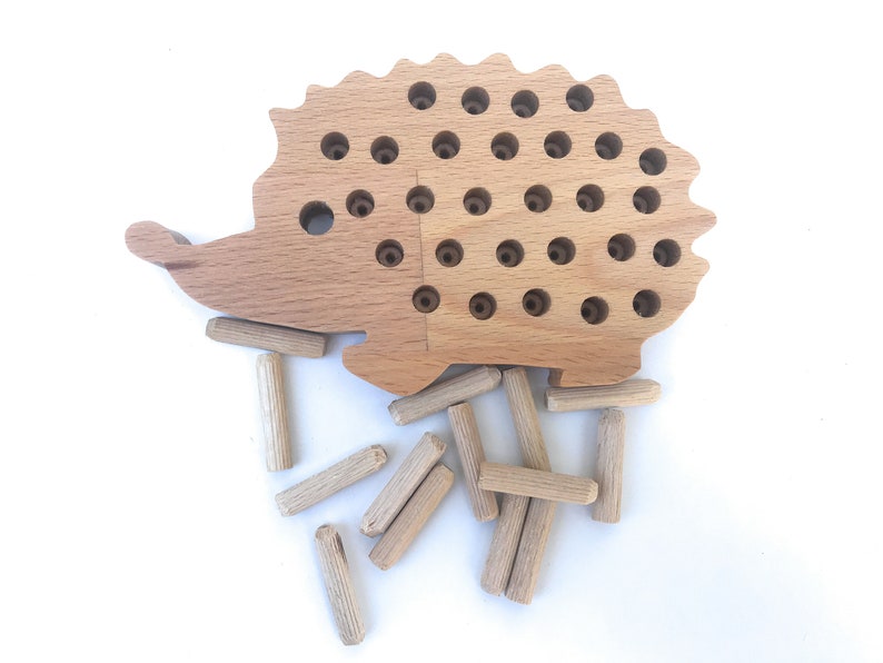 Wooden Hedgehog montessori Toys Sensory Toy Pegs Toy Etsy