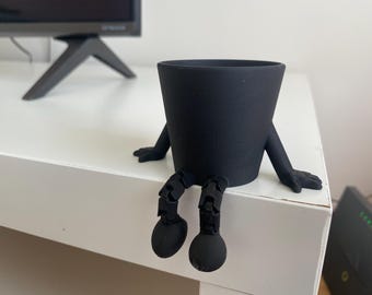 Joli cache-pot imprimé en 3D avec pieds articulés | Jardinière décorative amusante pour bureau | Pot unique de succulentes | Cadeau original pour le bureau à domicile