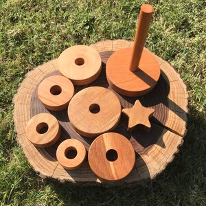Wooden Stacking Ring Toy Educational Montessori Toy Pyramid Wood ...