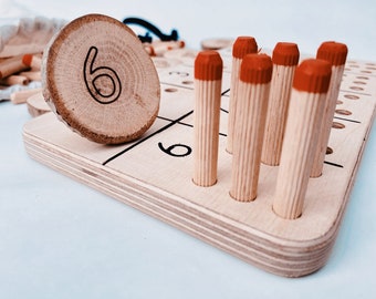 Number counting peg board, Montessori counting board, Ten board, Numbers board, Handmade learning toy, Wooden toy, Montessori materials,