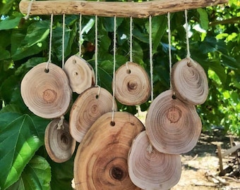 Silent Wind Chime Mobile, Wooden Wind Chime, Natural Wood Mobiles, Wooden Wall Hanging, Unique Wind chimes, Boho Chimes, Christmas Gift