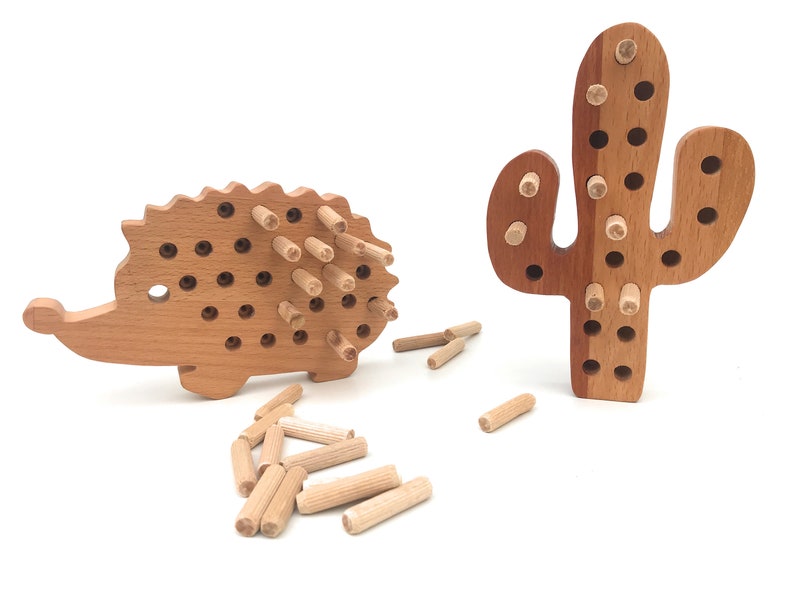 Wooden Hedgehog montessori Toys Sensory Toy Pegs Toy Etsy