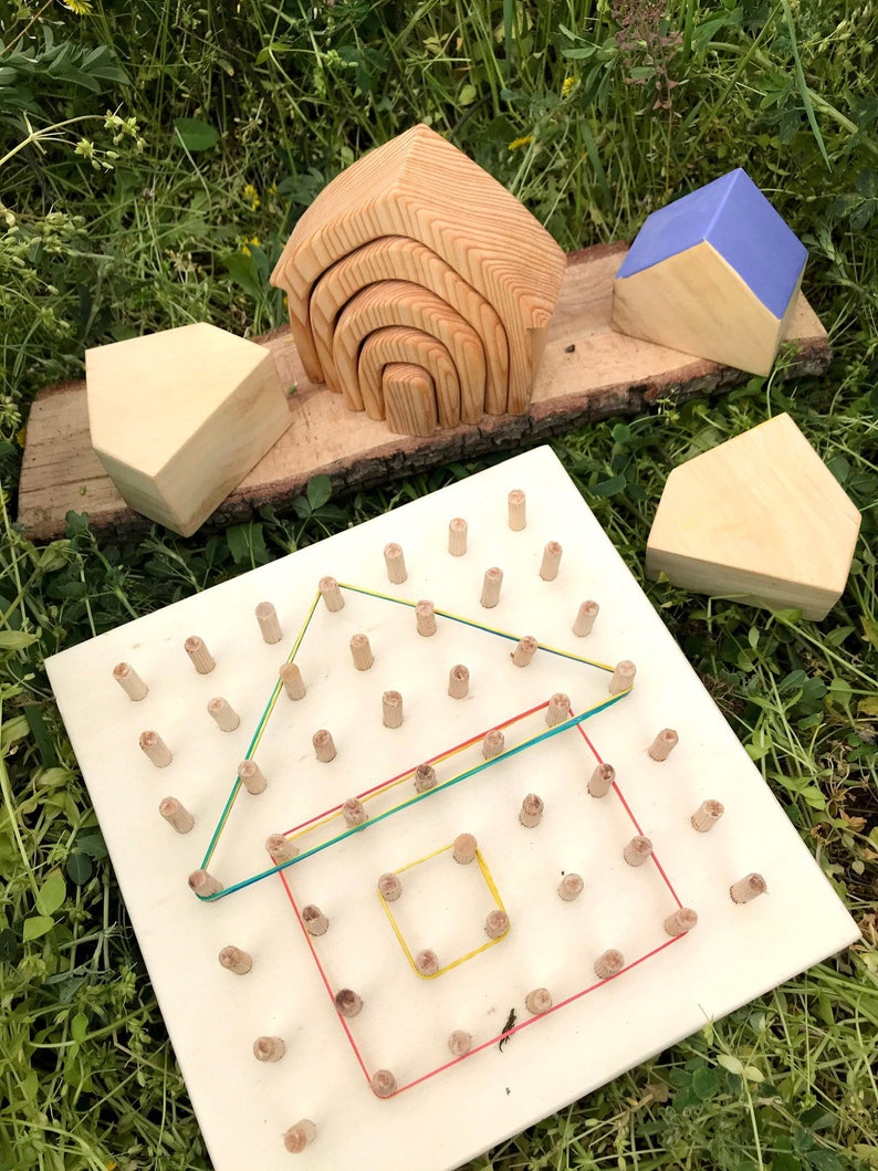 Wooden Geoboard Wood Geo Board Pegboard Math Etsy