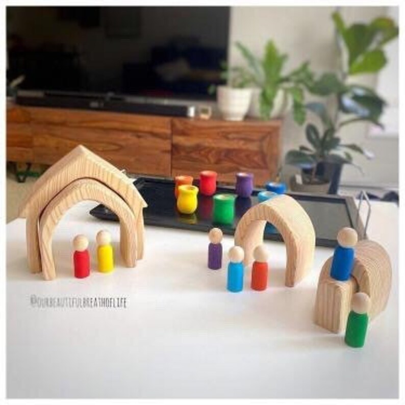 Wooden House Stacker Natural Stacker Rainbow Stacker | Etsy