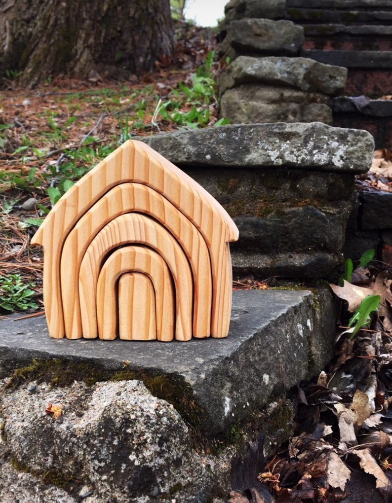 Wooden House Stacker Natural Stacker Rainbow Stacker | Etsy