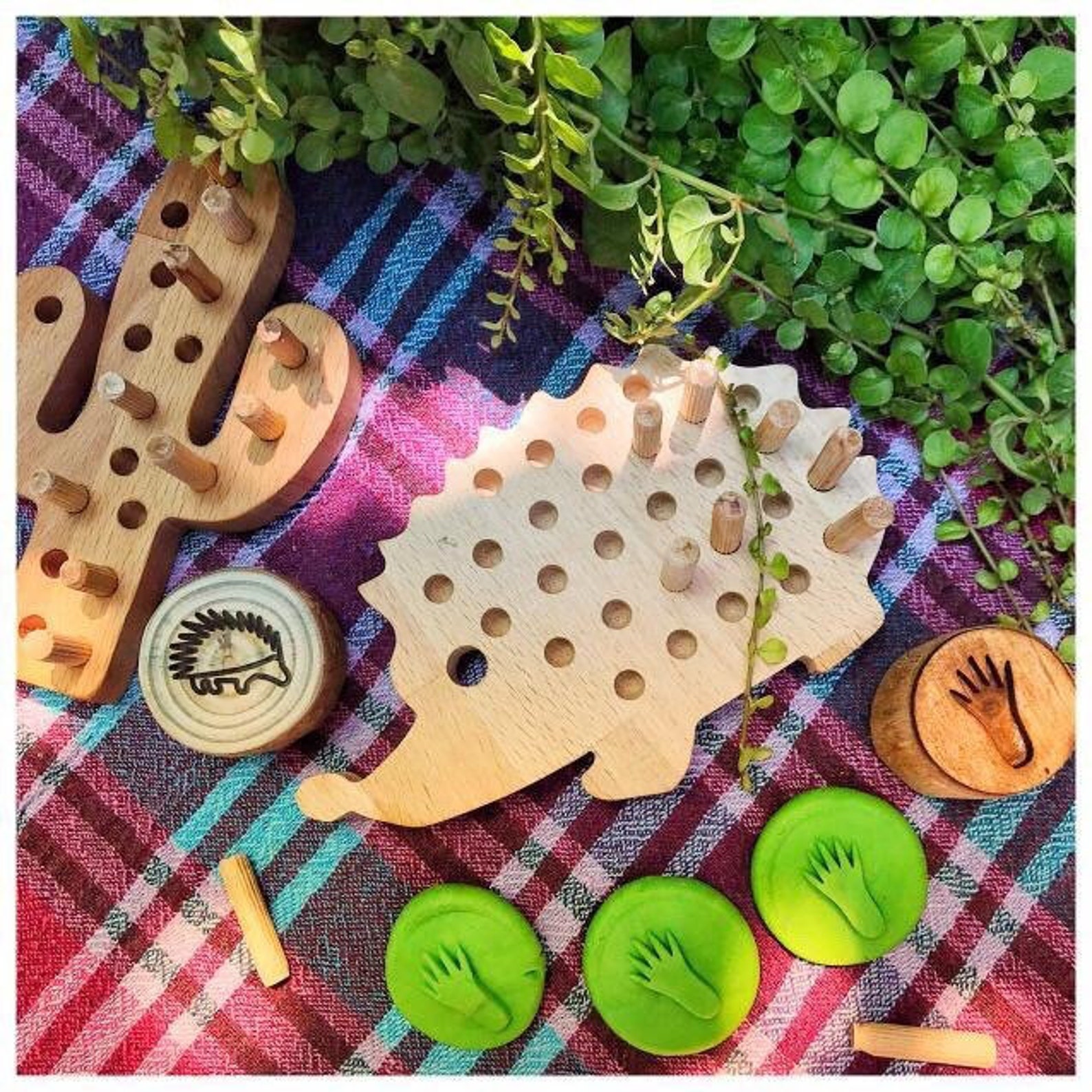 Wooden Hedgehog montessori Toys Sensory Toy Pegs Toy Etsy