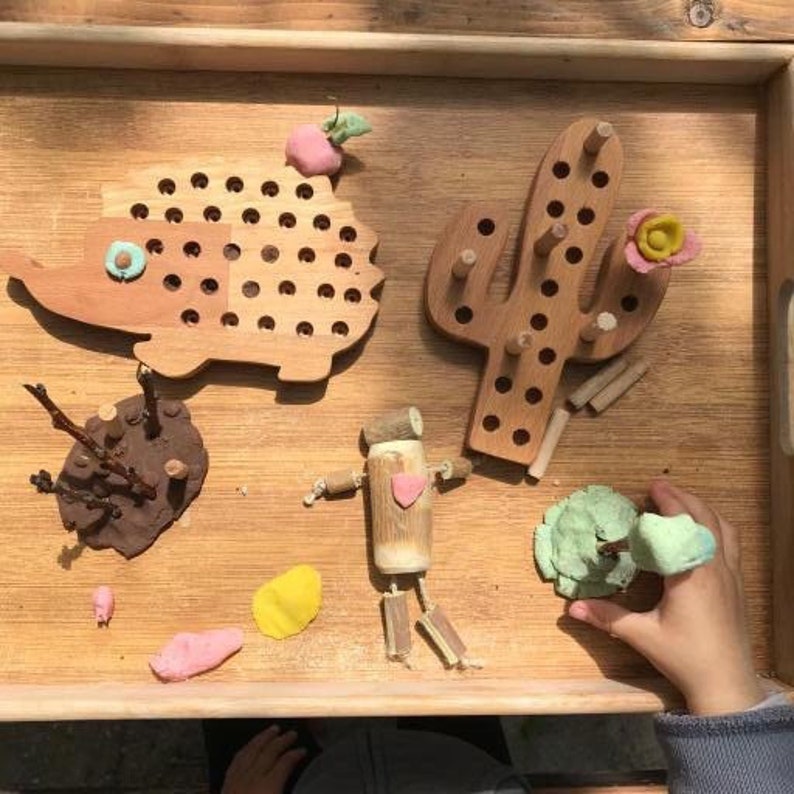 Wooden Hedgehog Montessori Toys Sensory Toy Pegs Toy Etsy