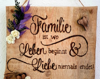 rustikales Holzschild, Aufhängeschild, Spruch, Familie, Wanddeko, Holzdeko, Wandbild, Holzbild, Geschenk, Türschild