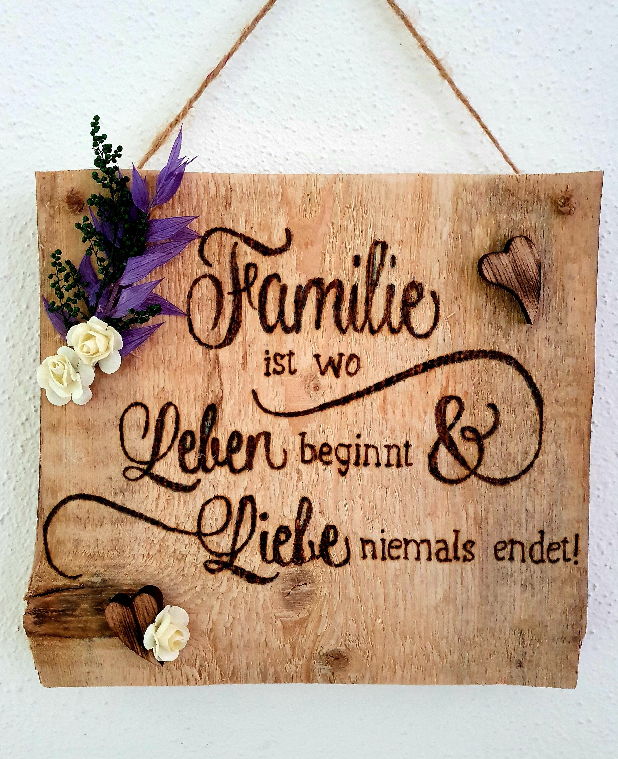 Rustikales Holzschild, Aufhängeschild, Spruch, Familie, Wanddeko