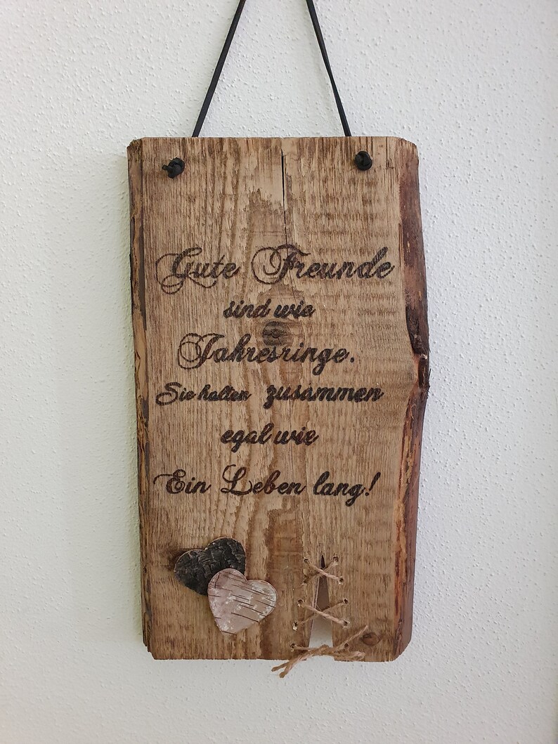 Rustikales Holzschild Aufhängeschild Spruch Gute Freunde Etsy.de