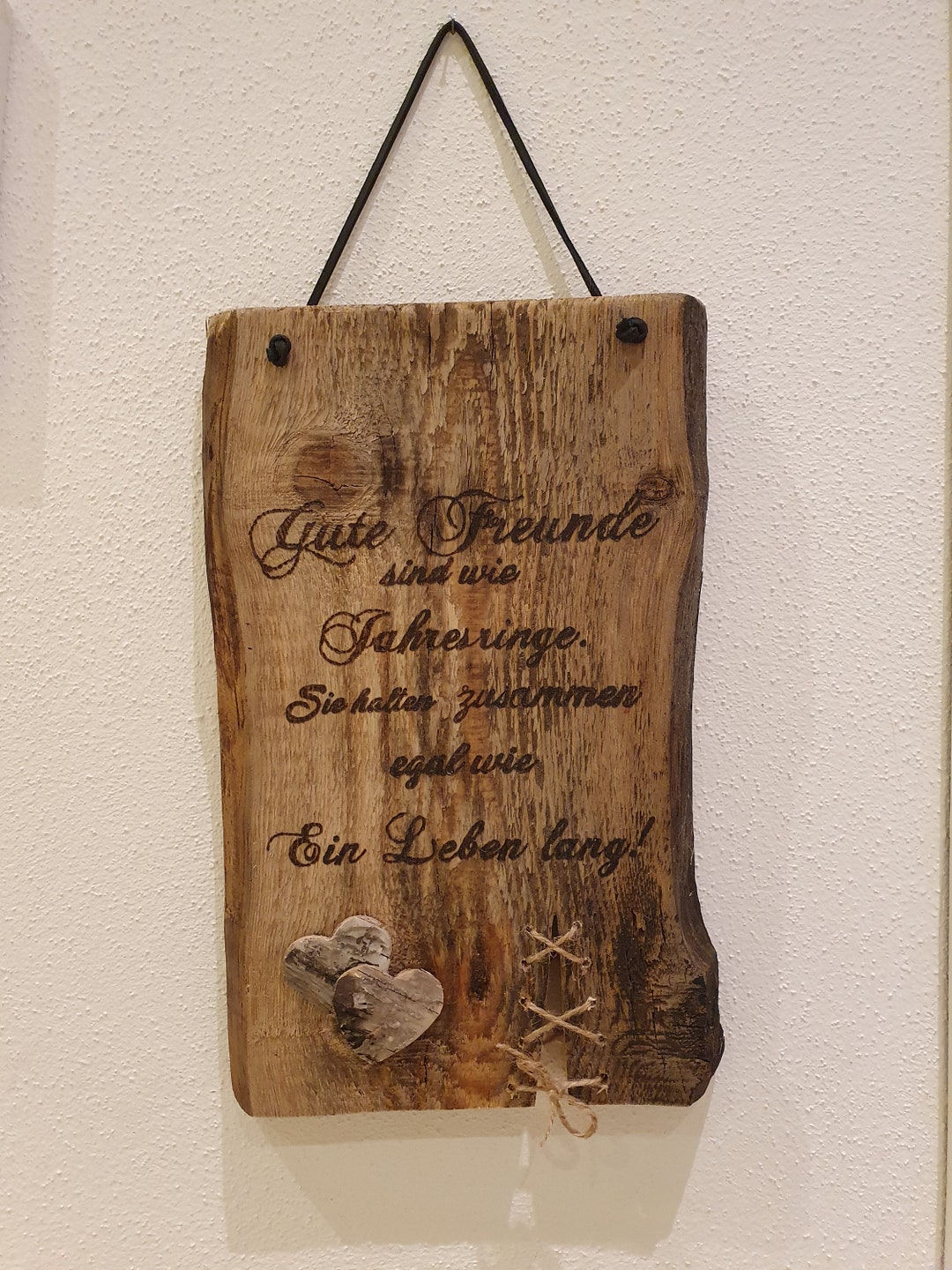 Rustikales Holzschild Aufhängeschild Spruch Gute Freunde Etsy.de