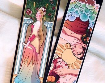 Tarot Bookmark The Lovers The High Priestess / Gold Foil Bookmark / Marque-Page Tarot L'amoureux La Papesse / Tarot card / Carte De Tarot