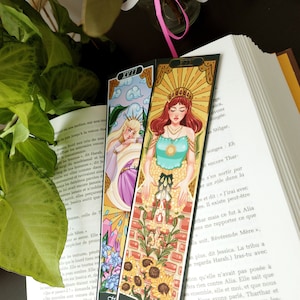 Marque Page Tarot Soleil Lune Signet / Bookmark Tarot Card The Sun The Moon Gold Foil / Dorures Marque Page Recto Verso