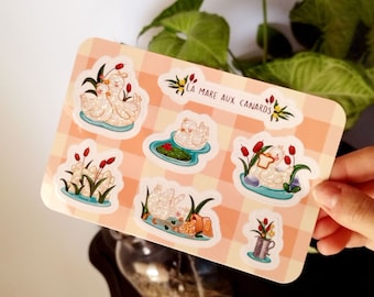 Sheet Stickers La Mare Aux Canards / Sticker Sheet Ducks / Ducks Glitters Stickers / Stickers Canards