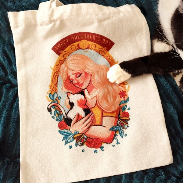Tote Bag Happy Moewther's day / Sac Fourre Tout Maman Chat / Cat Lady bag