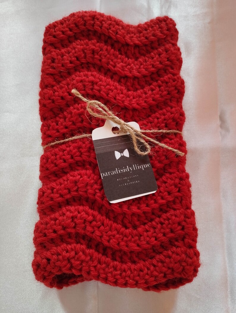 Mitaines en laine femme fait main au crochet Rouge