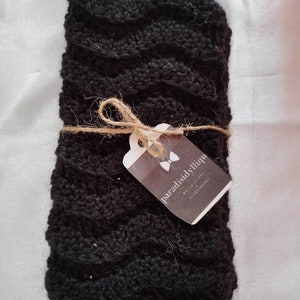 Mitaines en laine femme fait main au crochet Noir