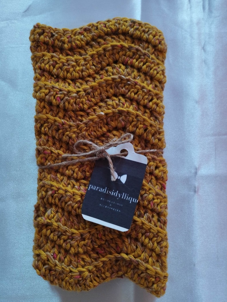 Mitaines en laine femme fait main au crochet Moutarde Tweed