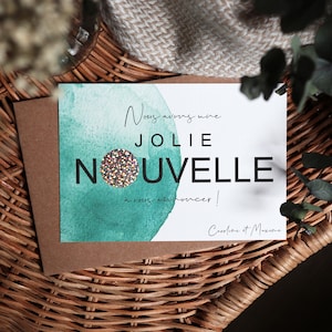 Carte à gratter personnalisée - annonce jolie nouvelle (grossesse, mariage, ...) - vert - A6