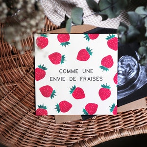 Pregnancy announcement card "Like a desire for strawberries" - 14.5 cm x 14.5 cm