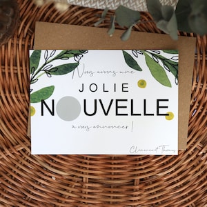 Carte à gratter personnalisée - annonce jolie nouvelle (grossesse, mariage, ...) - vert - A6