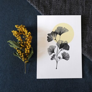 Carte/affiche "Ginkgo" aquarelle - A4, A5, A6